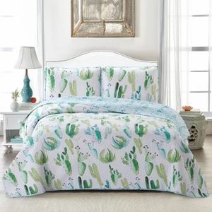 Cactus Reversible Twin Quilt & Pillow Sham